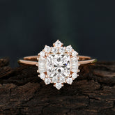Dazzling Moissanite Princess Cut Cluster Ring – Pure Brilliance